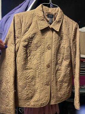 Quilted Tan Jacket - Women's Button Front Coat